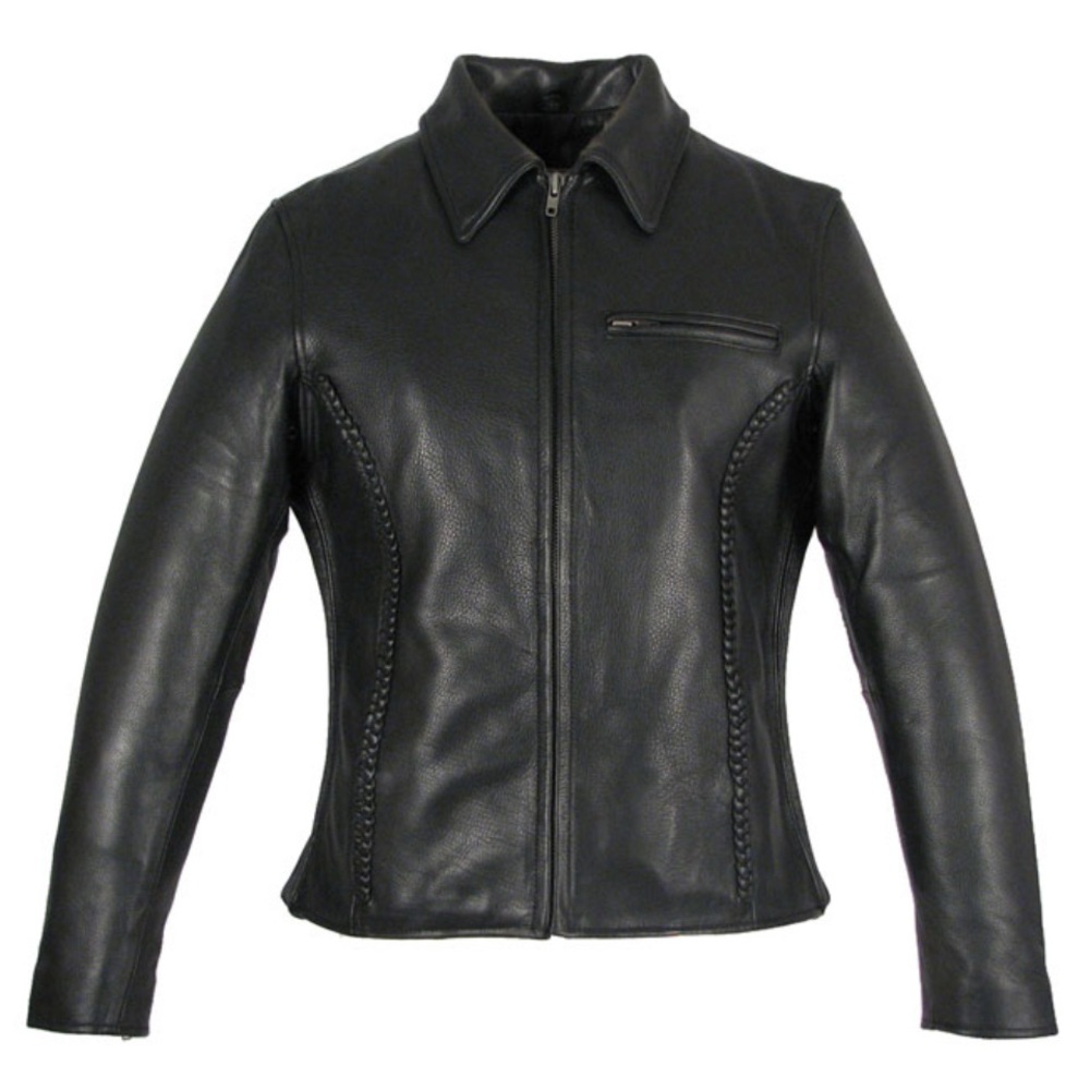 Women's Black Leather Motorcycle Jacket